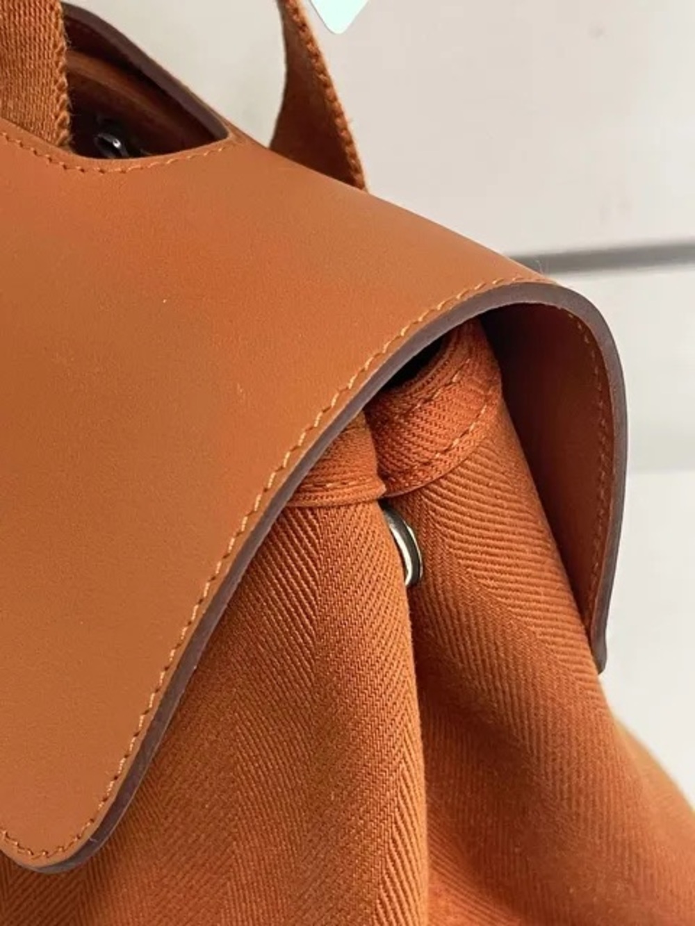 Hermès Toile Valparaiso PM handbag in orange canvas and leather. - Picture 6 of 10